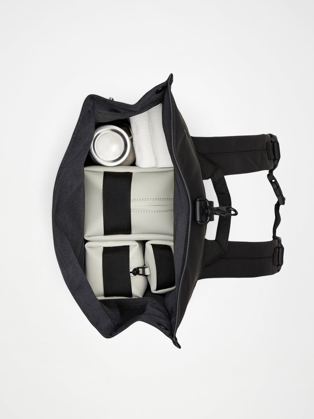 NWT- Rains Black Roll-Top Waterproof Rucksack - Picture 4 of 4